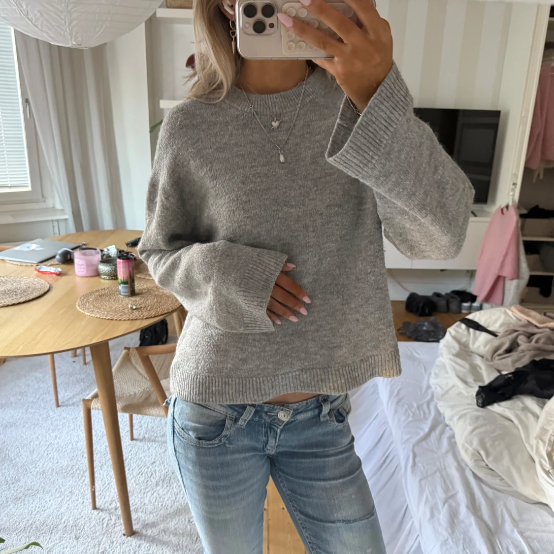 Grå stickad tröja från Gina Tricot alpacka ull  - 2