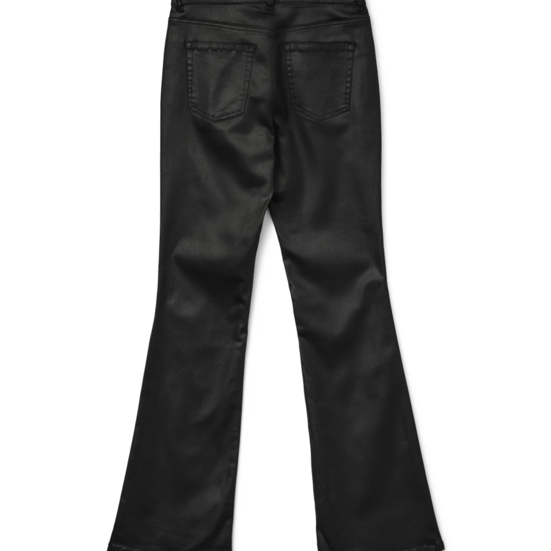 Svarta bootcut byxor i skinnimitation - 2