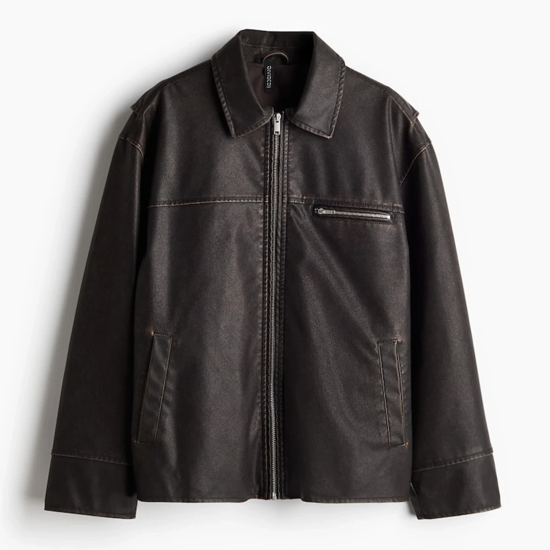 Mörkbrun  biker skinnjacka Loose fit H&M