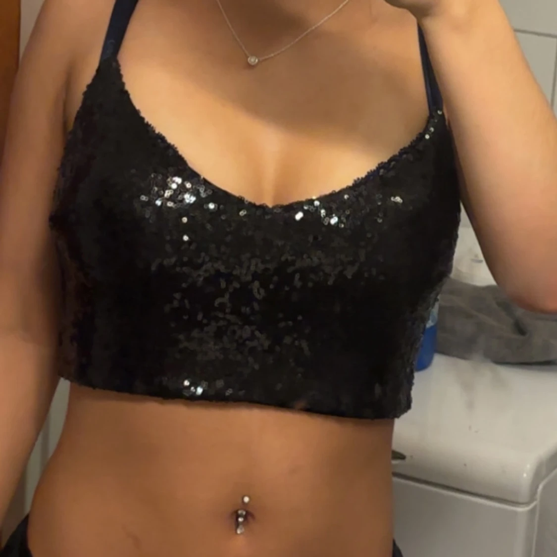 Svart paljett korsett-topp