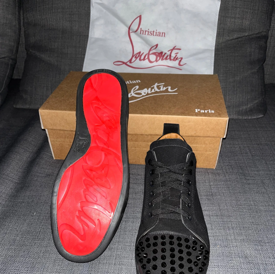 Christian Louboutin svarta sneakers med nitar - 2