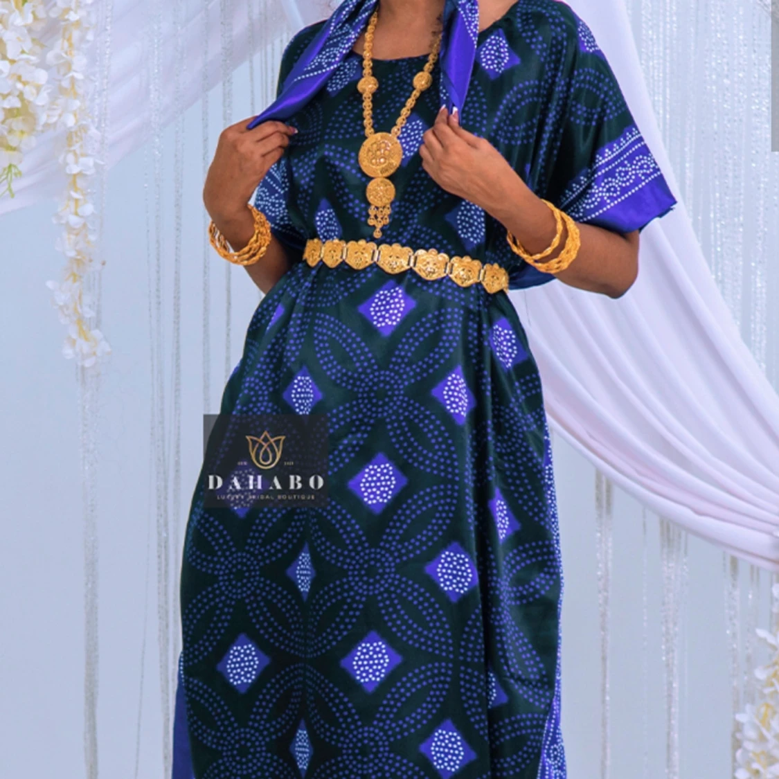 Blå långkjol med mönster från Dahabo - 3