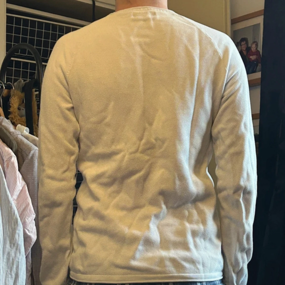 Vit långärmad bomullströja - 1