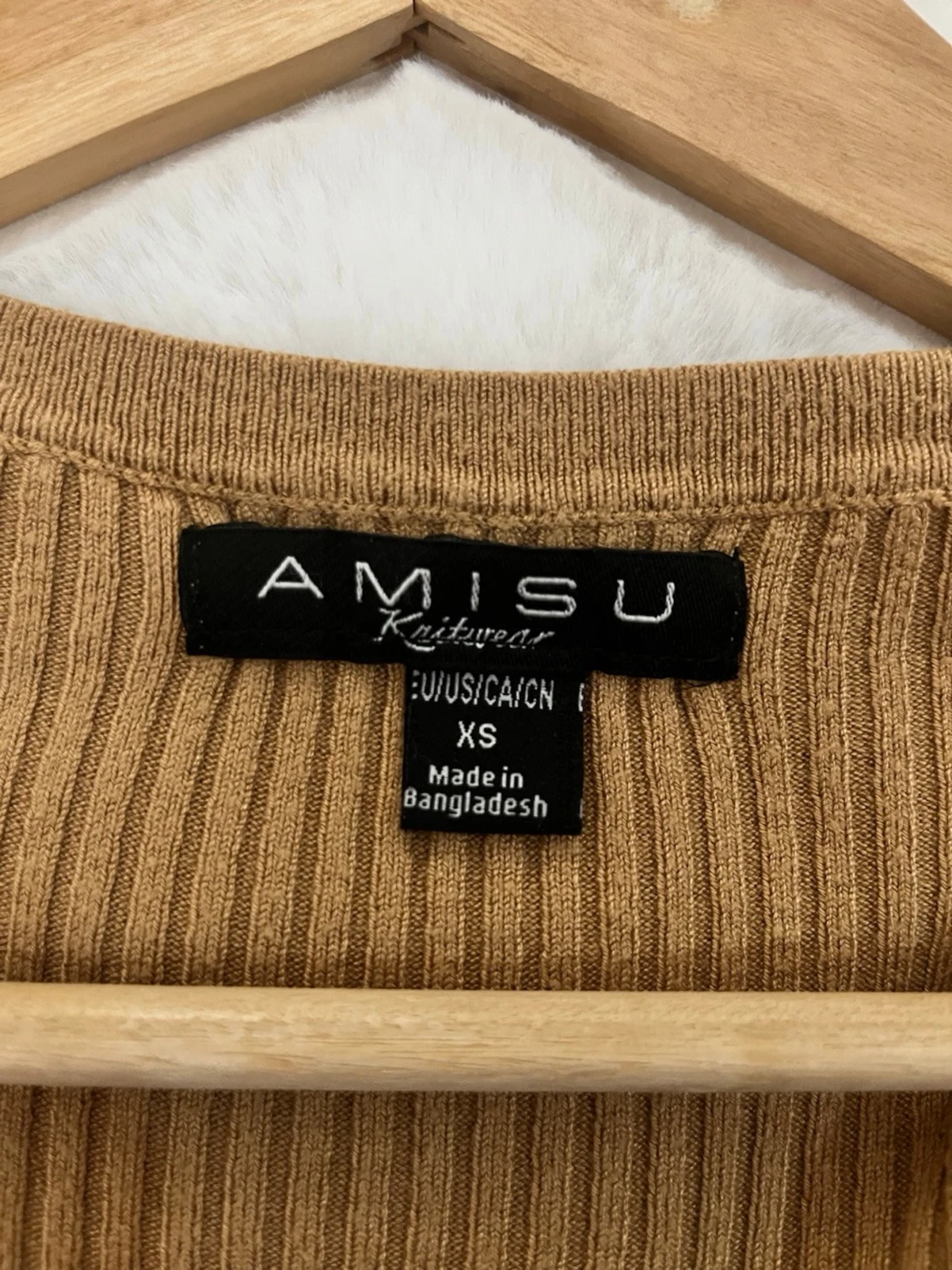 Ribbad beige kofta från Amisu XS - 2