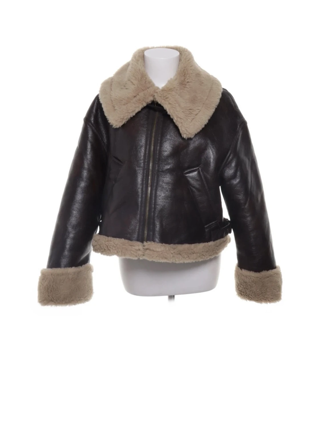 Brun teddyjacka med beige foder