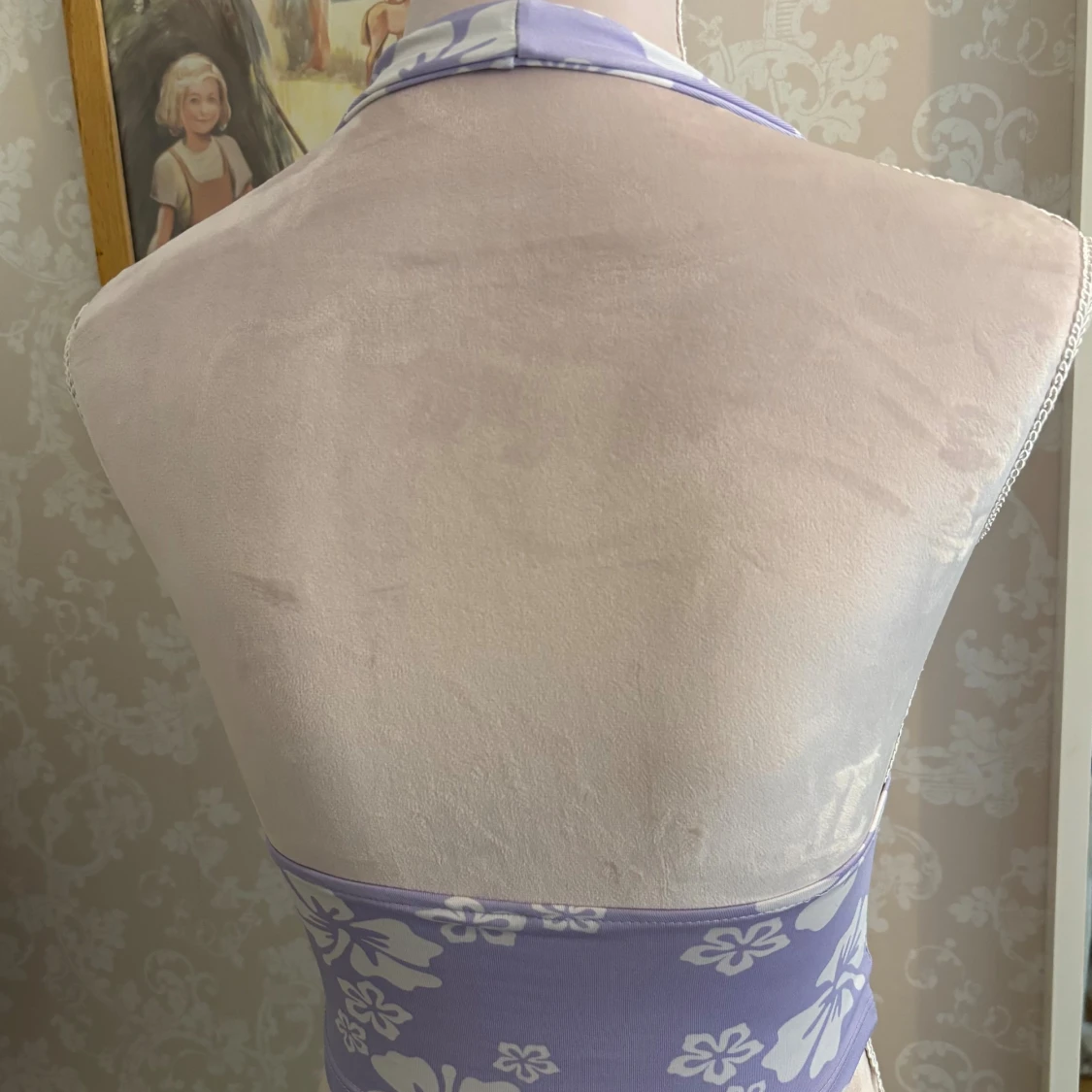 Ljuslila blommig halterneck topp - 1