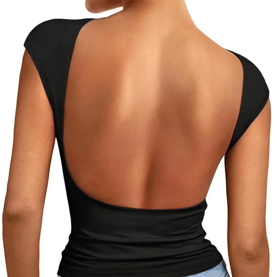 Svart topp med öppen rygg