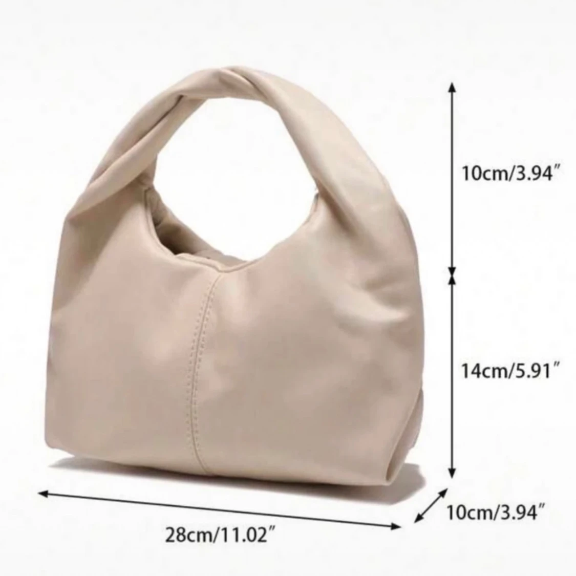 Trendig beige handväska stilren och mjuk modell - 4