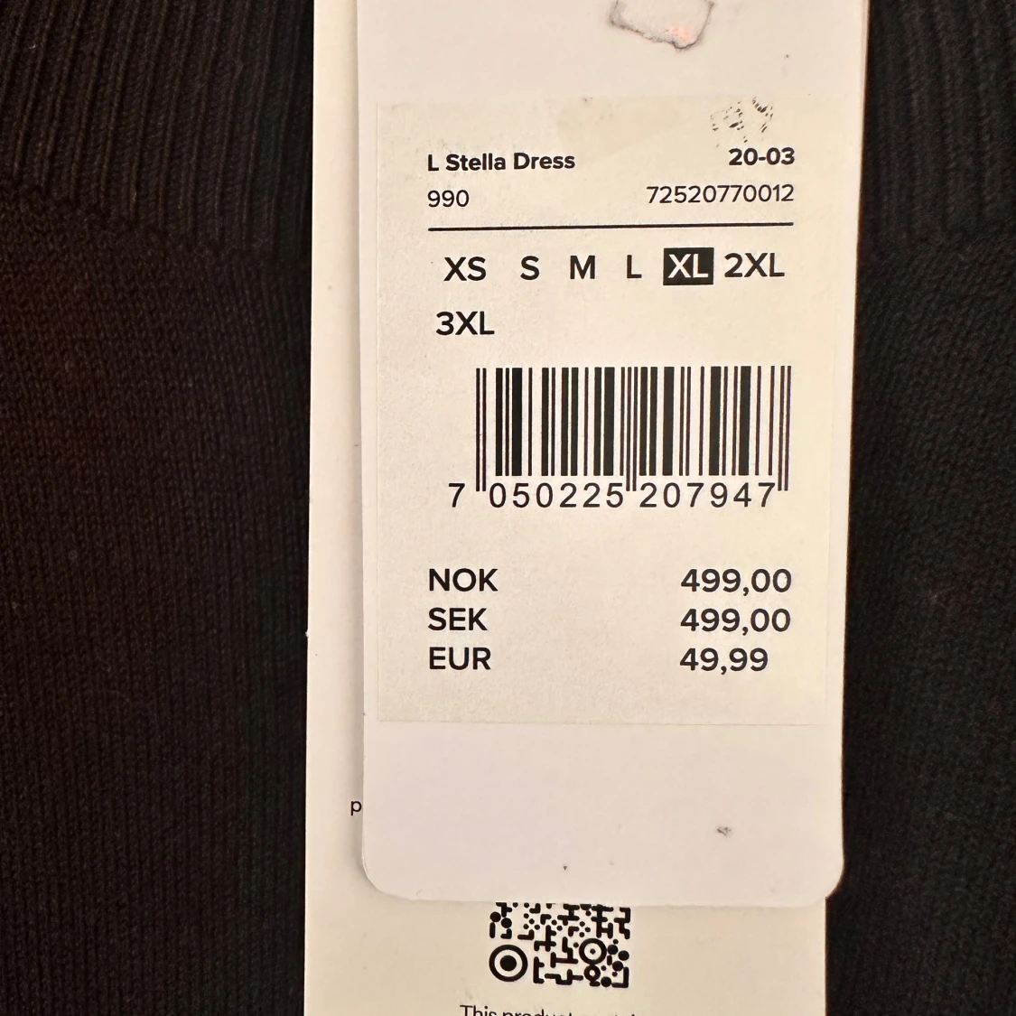 Svart långärmad Stella klänning XL - 2