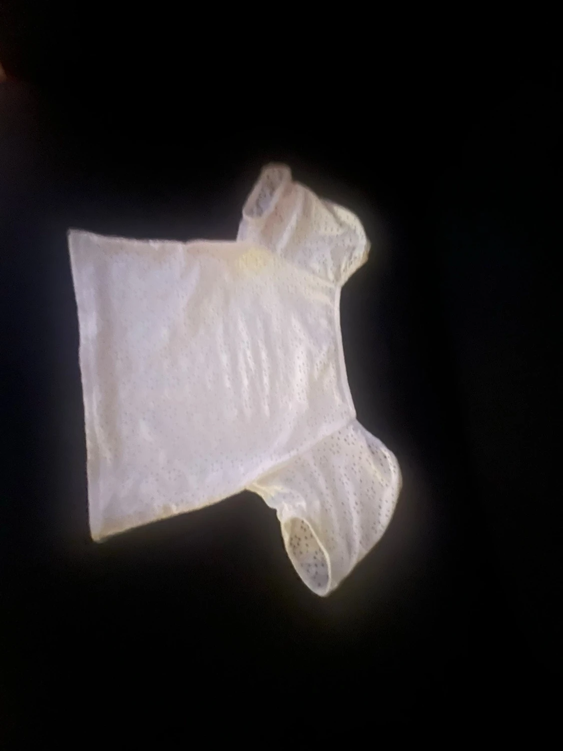 Vit broderad blus med kort ärm - 1