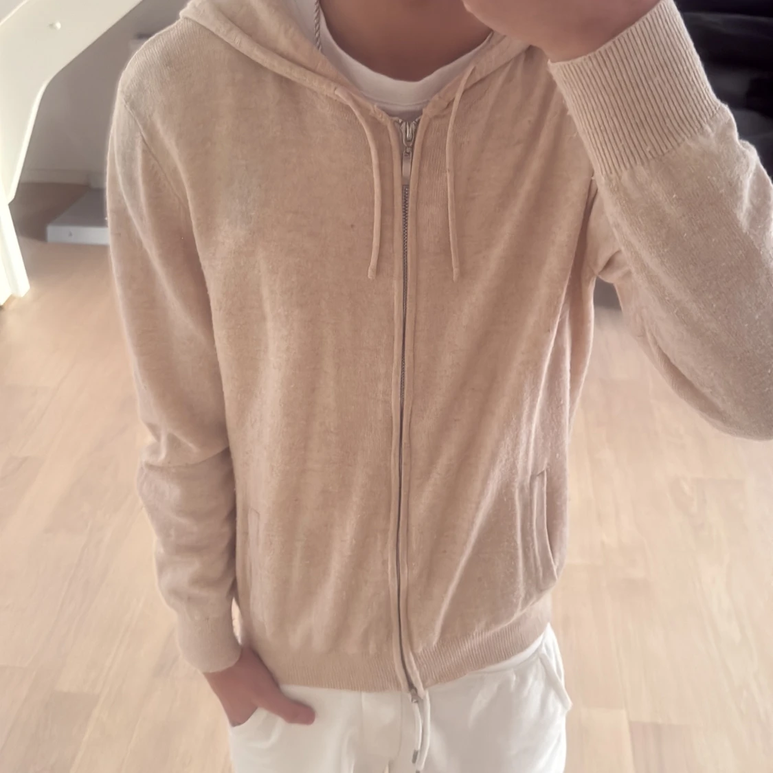 Beige Kashmir Zip Up