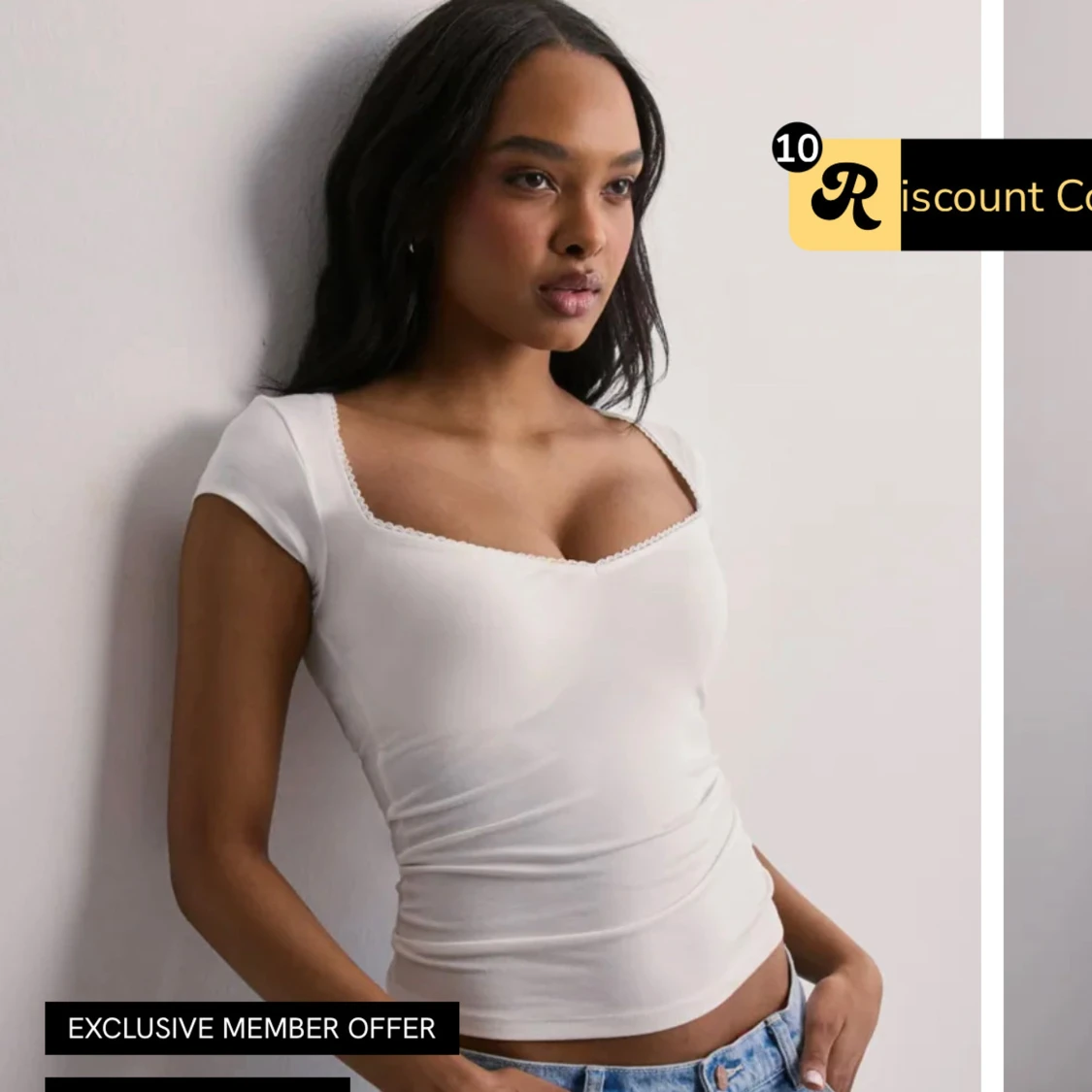 Vit croppad topp med v-ringning - 1