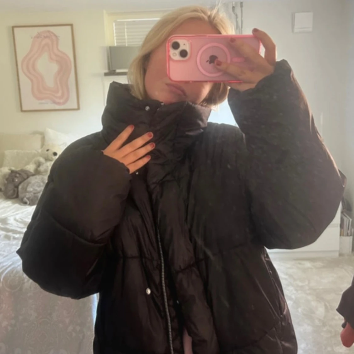 Svart pufferjacka med dragkedja - 3