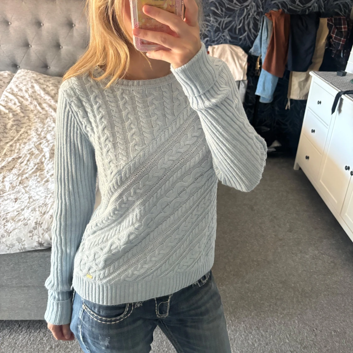 Ljusblå stickad tröja Hampton Republic