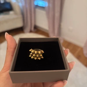 Guldig ring med nitar från Edblad - Cool och edgy guldig ring med flera små pyramidformade nitar som ger en riktigt statement-look. Ringen är bred och har en unik design som sticker ut på handen. Perfekt för dig som gillar att addera lite attityd till din stil. Trendig och perfekt nu inför hösten!💕🍁Nypris 500kr