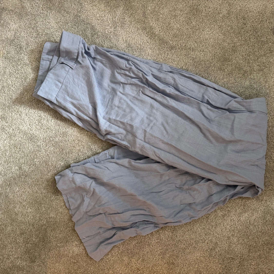 Ljusblå vida linnebyxor