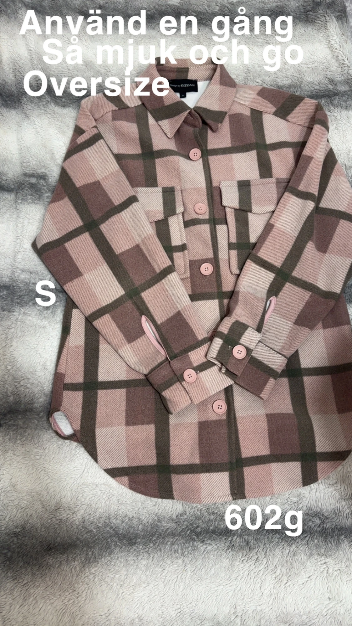 Oversized rutig overshirt i rosa