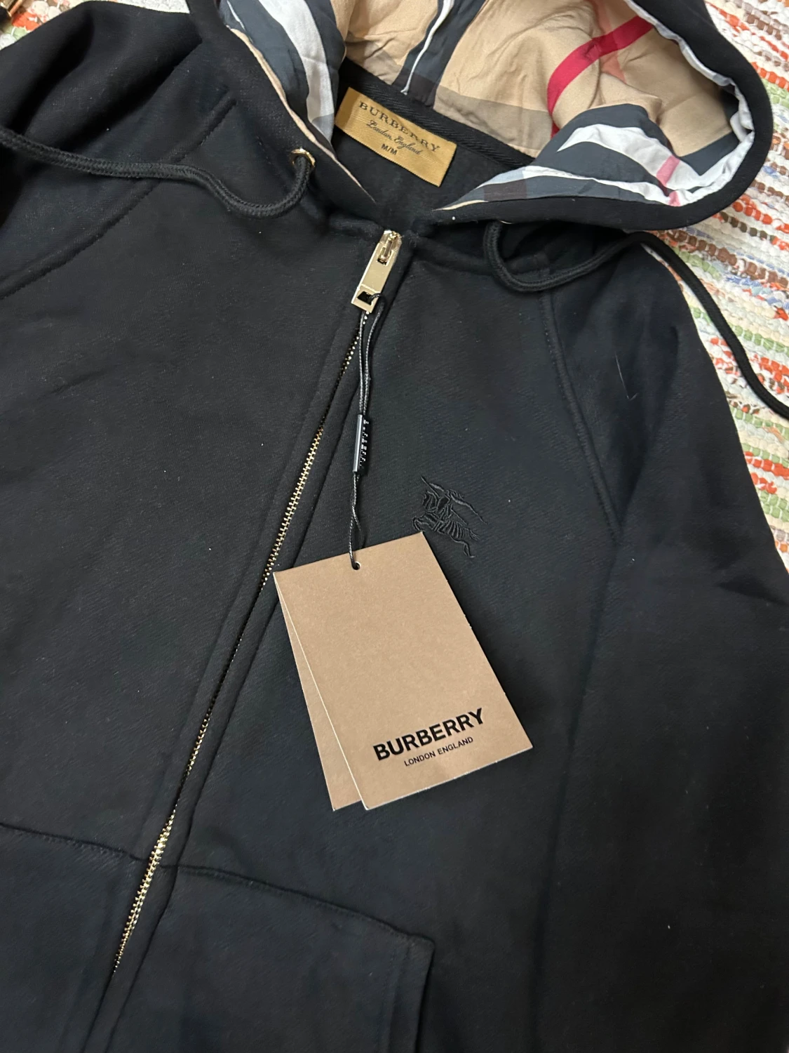 Svart Burberry hoodie med dragkedja - 3
