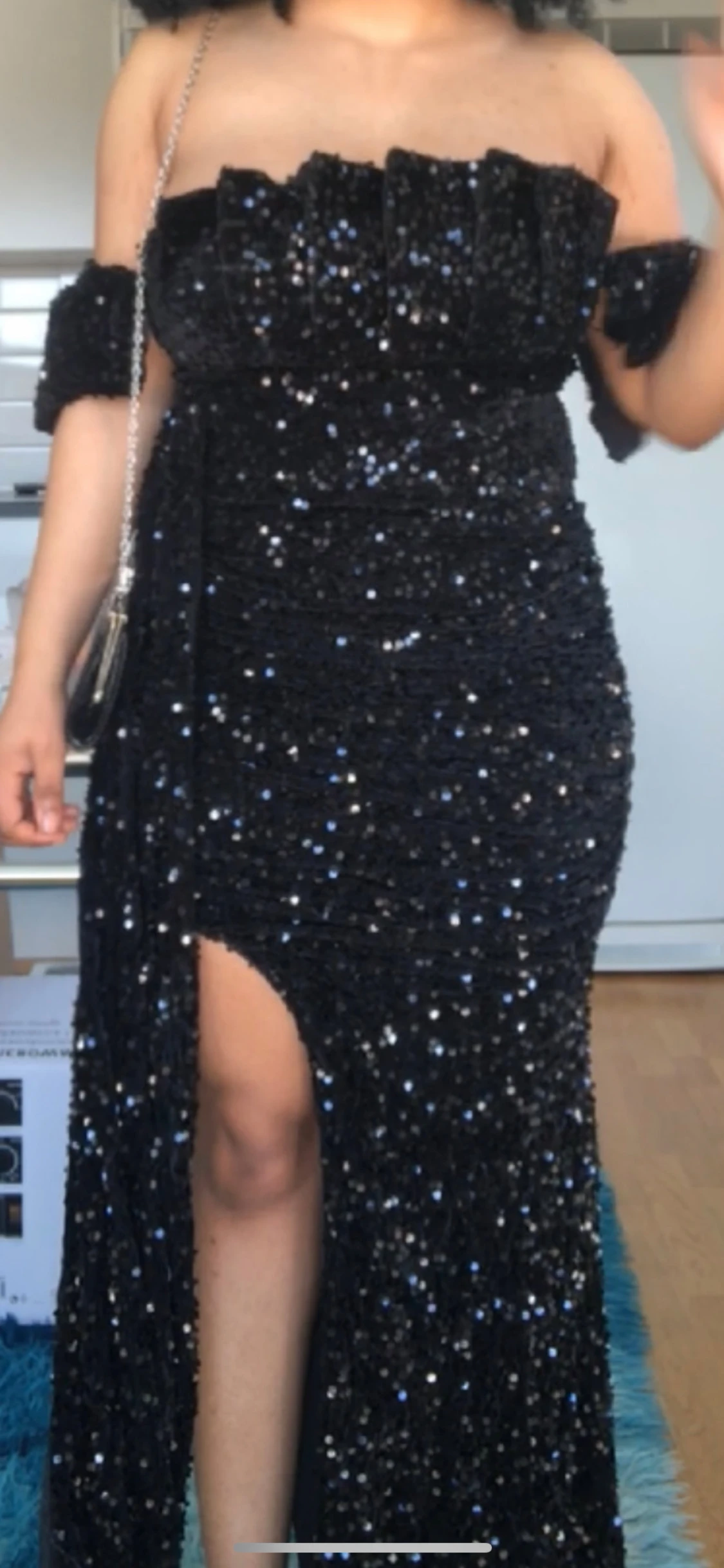 Glittrig svart fest klänning - 1
