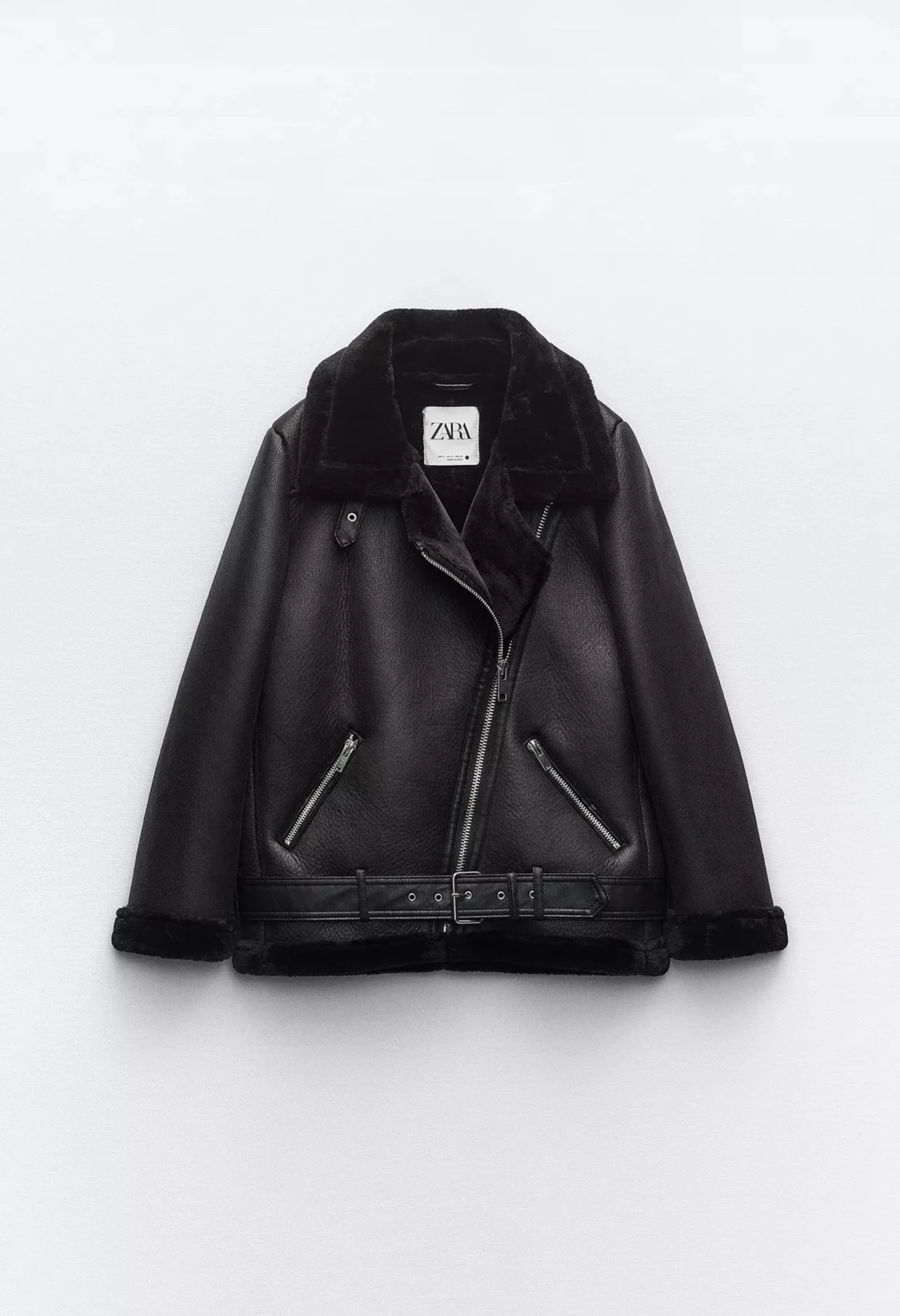 Svart skinnjacka med päls från Zara
