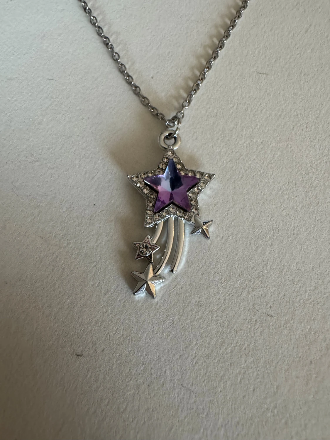 Silverhalsband stjärnfall blå/lila