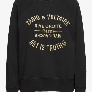 Svart sweatshirt från Zadig & Voltaire - Cool svart sweatshirt från Zadig & Voltaire med broderad text i guld på bröstet. Tröjan är i 100% bomull💕