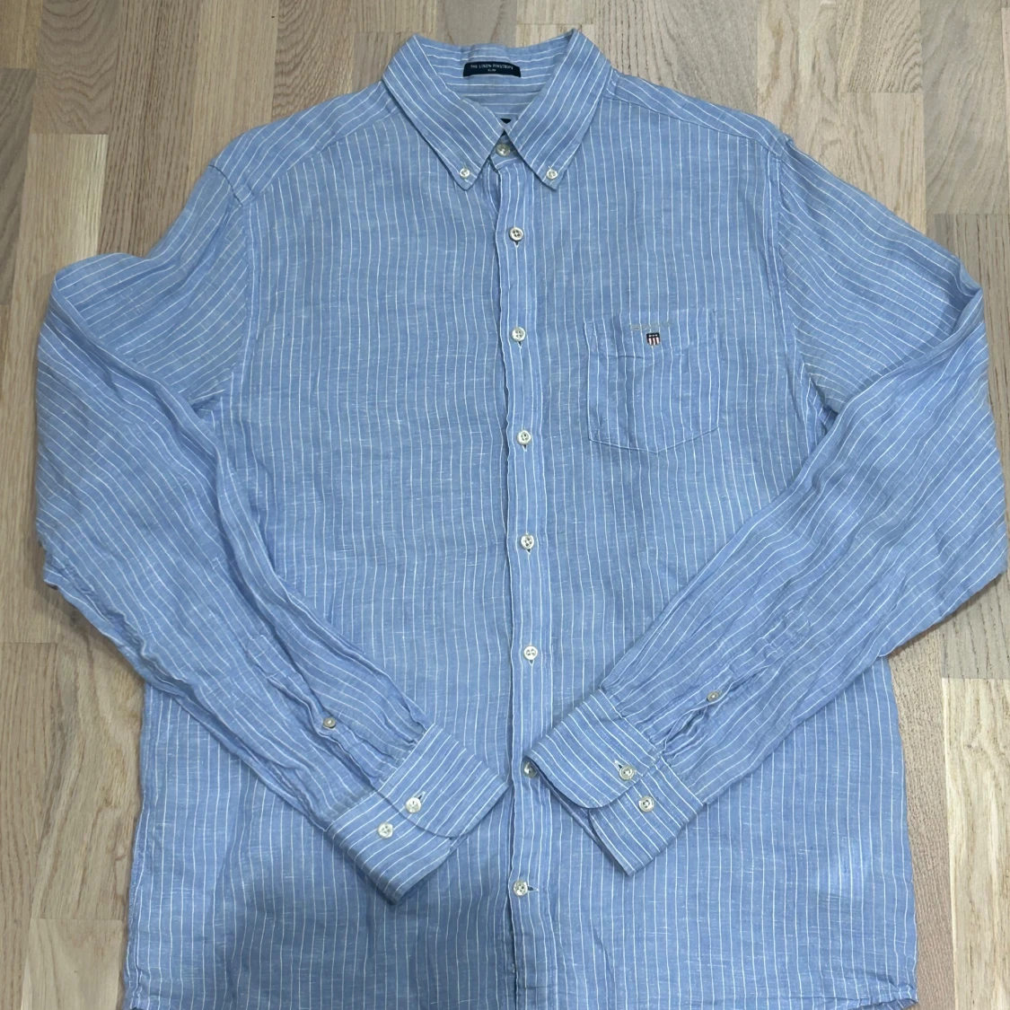 Blå randig linnen gant skjorta  - 3