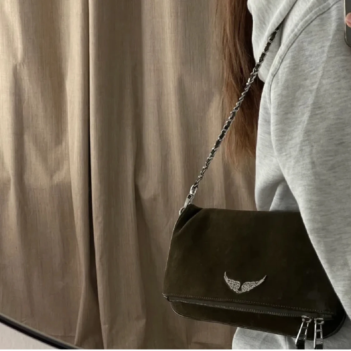 Zadig & Voltaire Mörkgrön mocka axelväska - 2