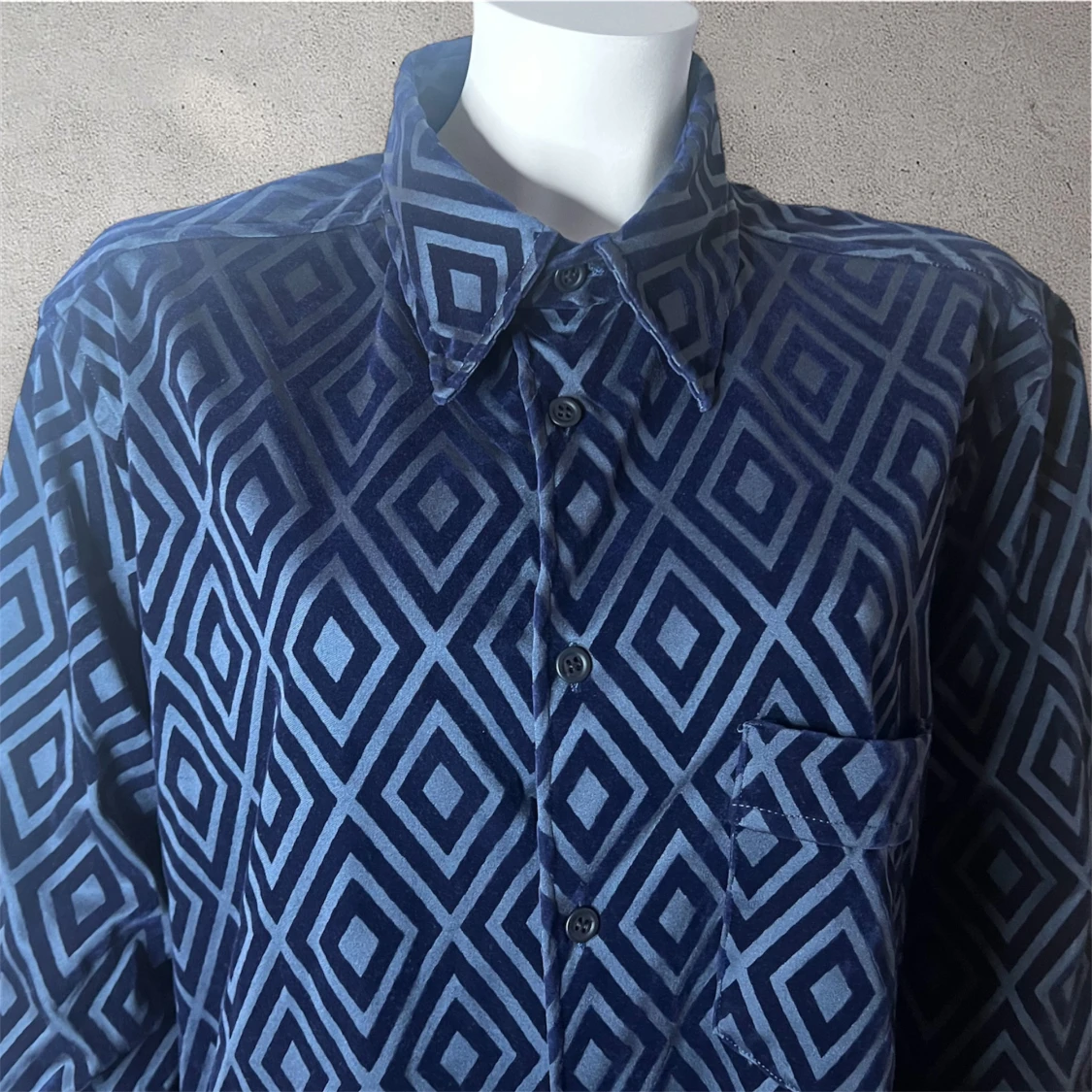 Blå mönstrad skjorta - 3