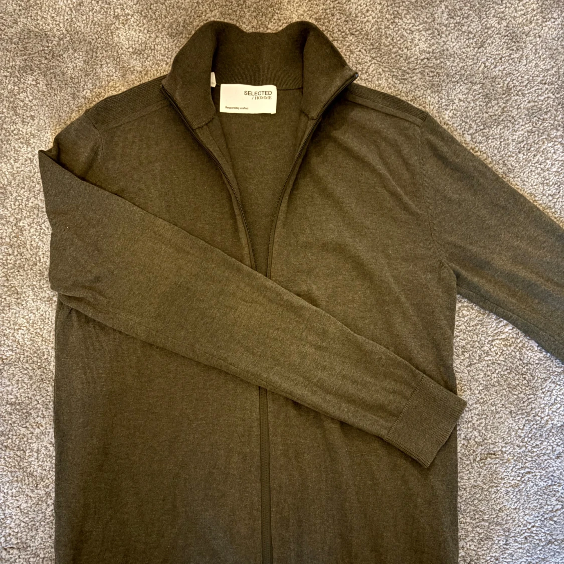 Mörkgrön full zip från selected homme - 1