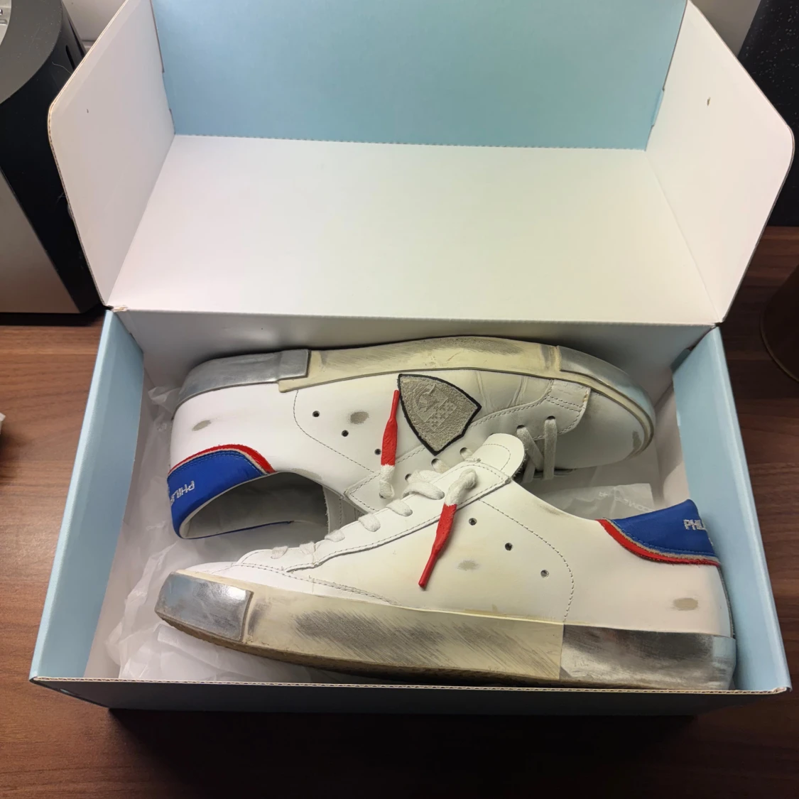 Philippe Model Prsx Low Leather Blue White  - 4