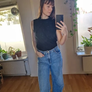 Svart ribbad polotopp - Svart ribbad topp med turtleneck 95% viskos 🧡 två bilder för att se hur den ser ut instoppad i jeans och inte. Återuppladdad för fri frakt. Jag har mycket annat uppe på sidan, både herr och damkläder. Köp gärna bundle för att få rabatt 🤗 