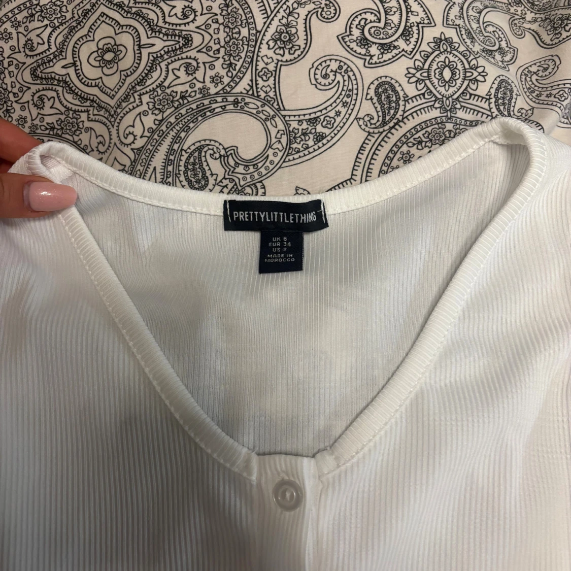 Vit ribbad långärmad body från PrettyLittleThing - 1