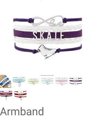 Säljer Svart skate armband med skridsko - Ett fint svart armband med flera band i syntet och mocka och en skridsko. Jag har inte använt den pga mode och köptes NY på Tinas , men annars perfekt för dig som älskar konståkning!