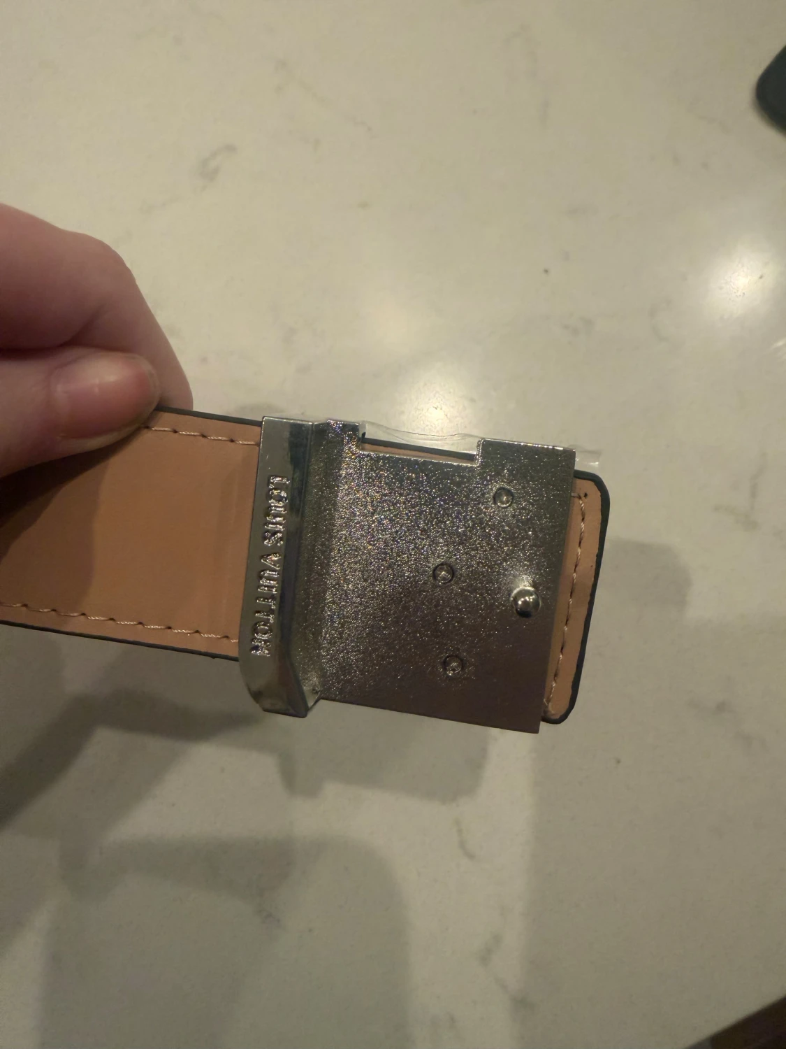 Louis Vuitton rutig skinnbälte svart - 4