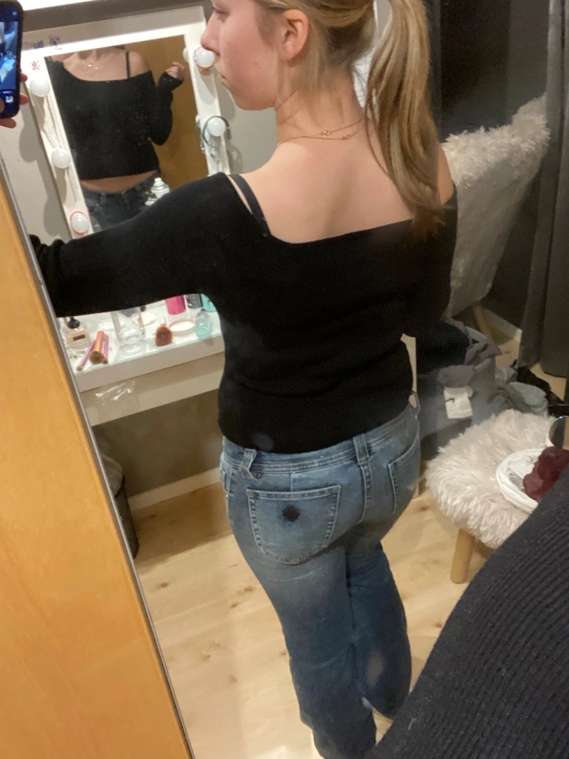 Blå bootcut jeans med låg midja - 2