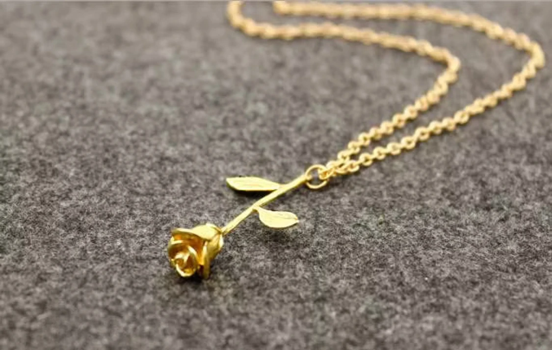 Halsband med ros i guld, silver eller roséguld - 3