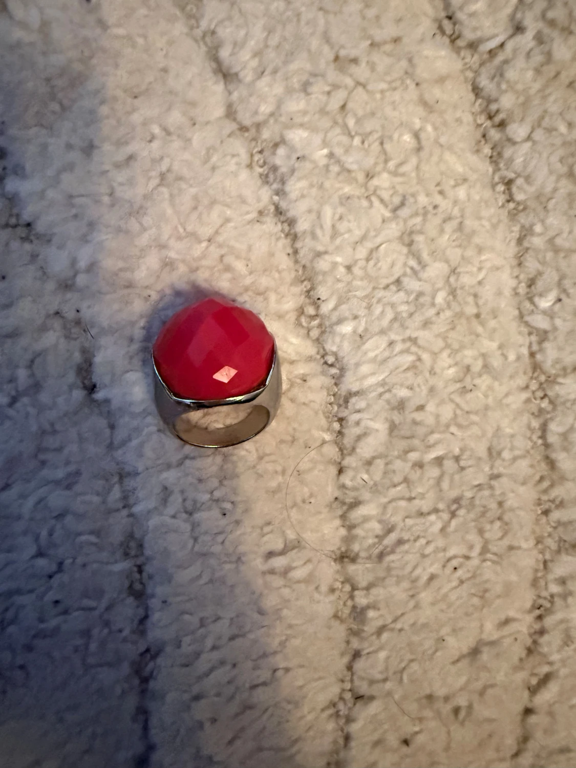 Stor silverring med rosa sten - 4