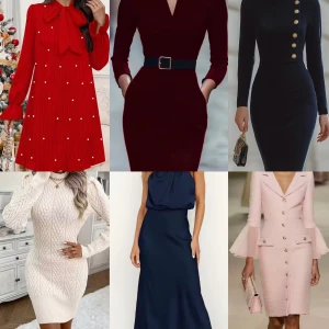 Klädpaket klänningar - Helt nya - Helt klädpaket med olika stilar och klänningar, aldrig använda, helt nya. Säljes pga fel storlek och passformat kräver lite kurvor för att fylla ut dvs precis såsom bilder.  Säljes gärna som paket men kan  även splittas upp om minst två, men billigare med frakt om man köper hela pkt.  145kr/klänning 870kr/paket