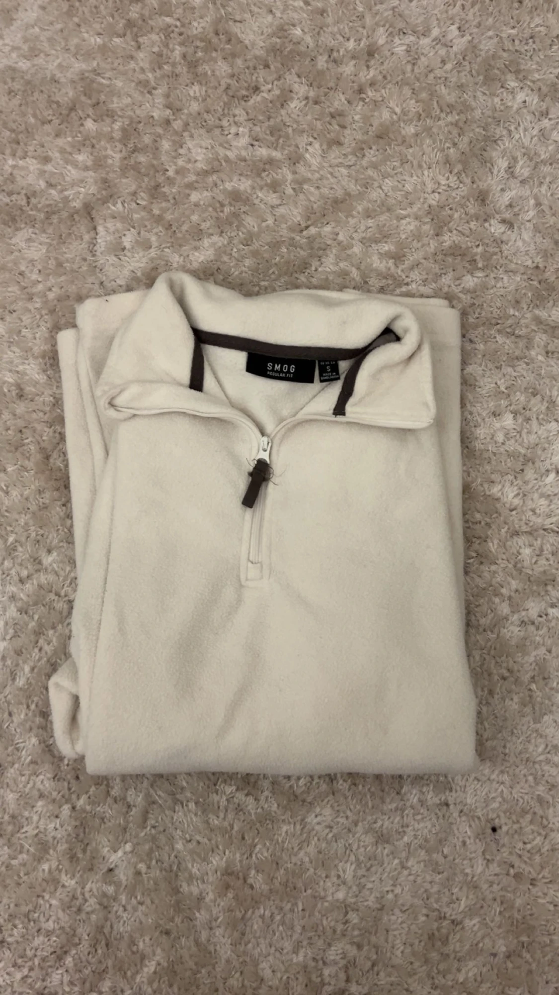 Vit fleece-tröja med half zip från SMOG - 2