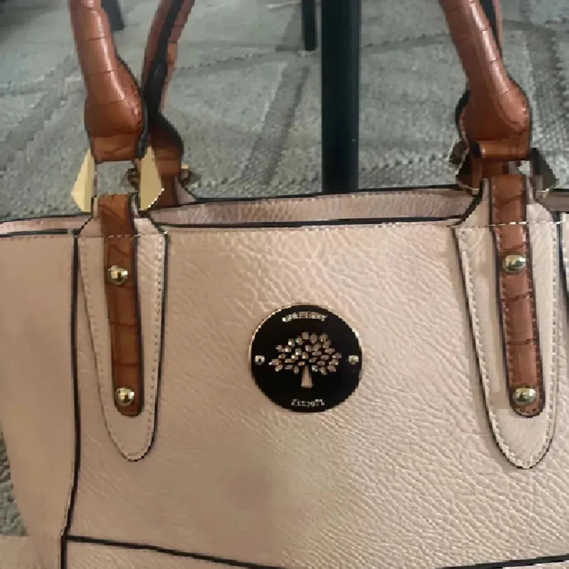 Ljusrosa Mulberry handväska med bruna detaljer - 4