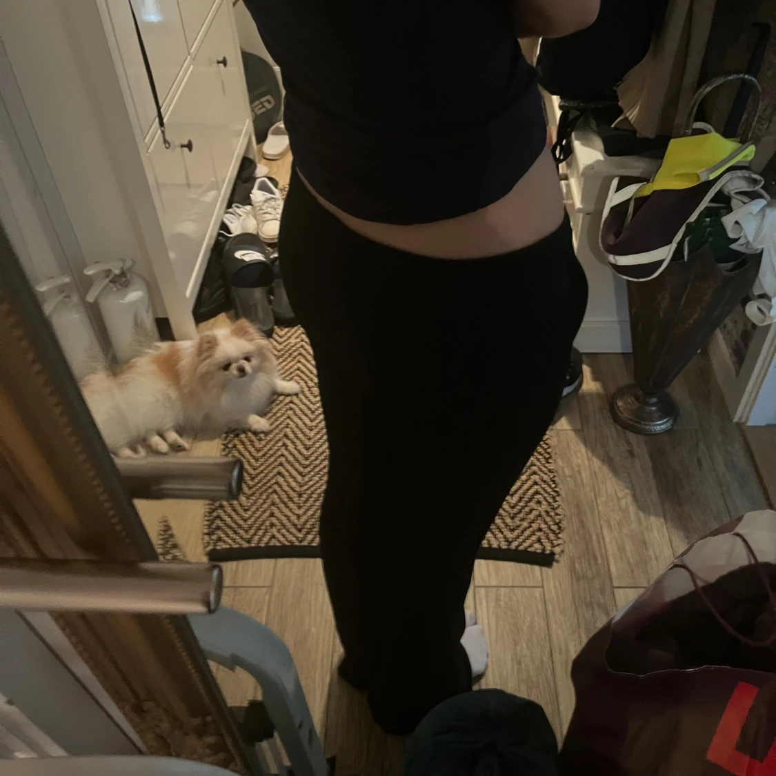 Svarta lågmidjade mjukisbyxor från Nitted XS - 1