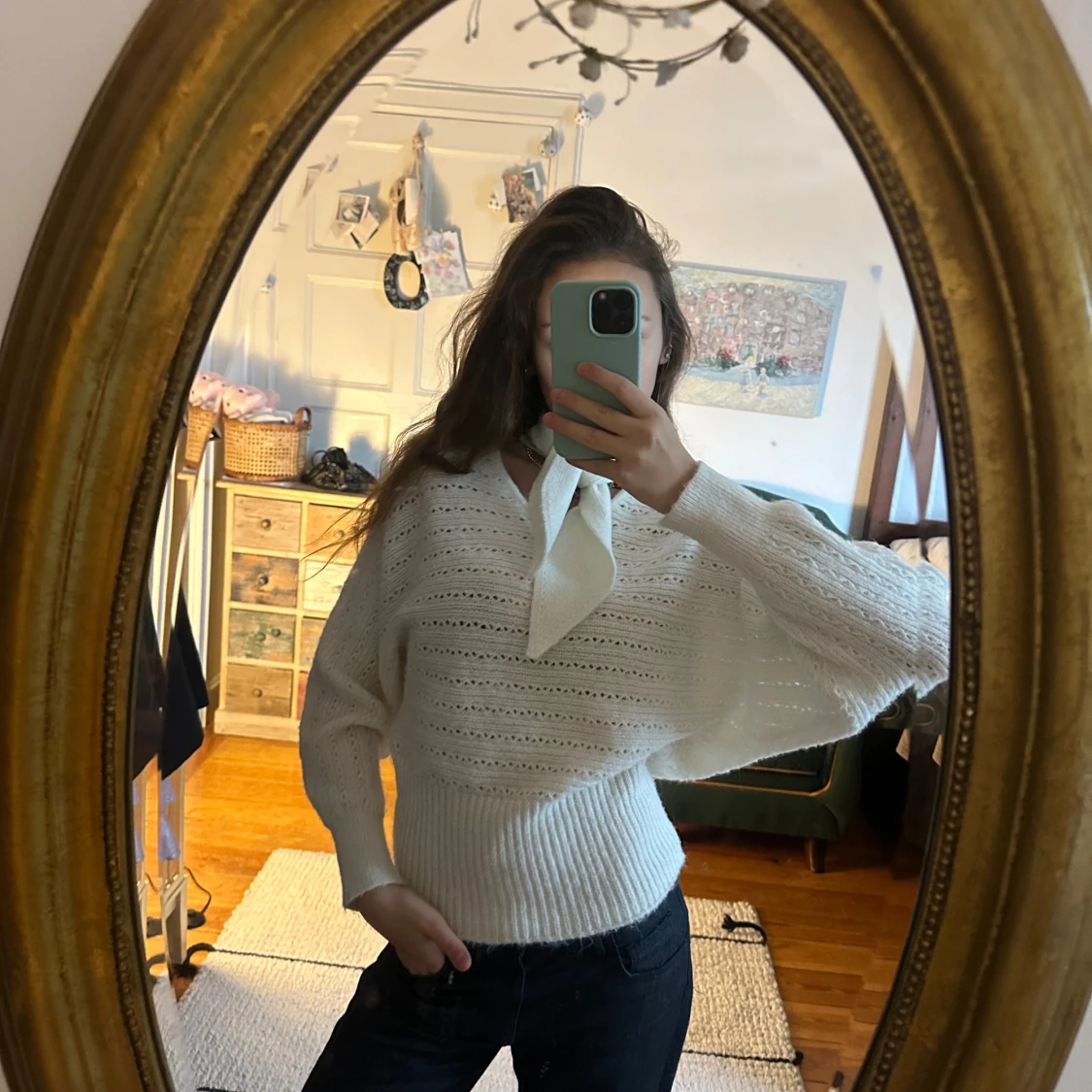 Vit stickad tröja från Zara