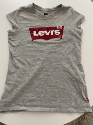 Grå Levi's t-shirt med logga - Snygg grå t-shirt från Levi's med klassisk röd och vit logga framtill. T-shirten har korta ärmar och är gjord i mjuk bomull, perfekt för en avslappnad och stilren look.