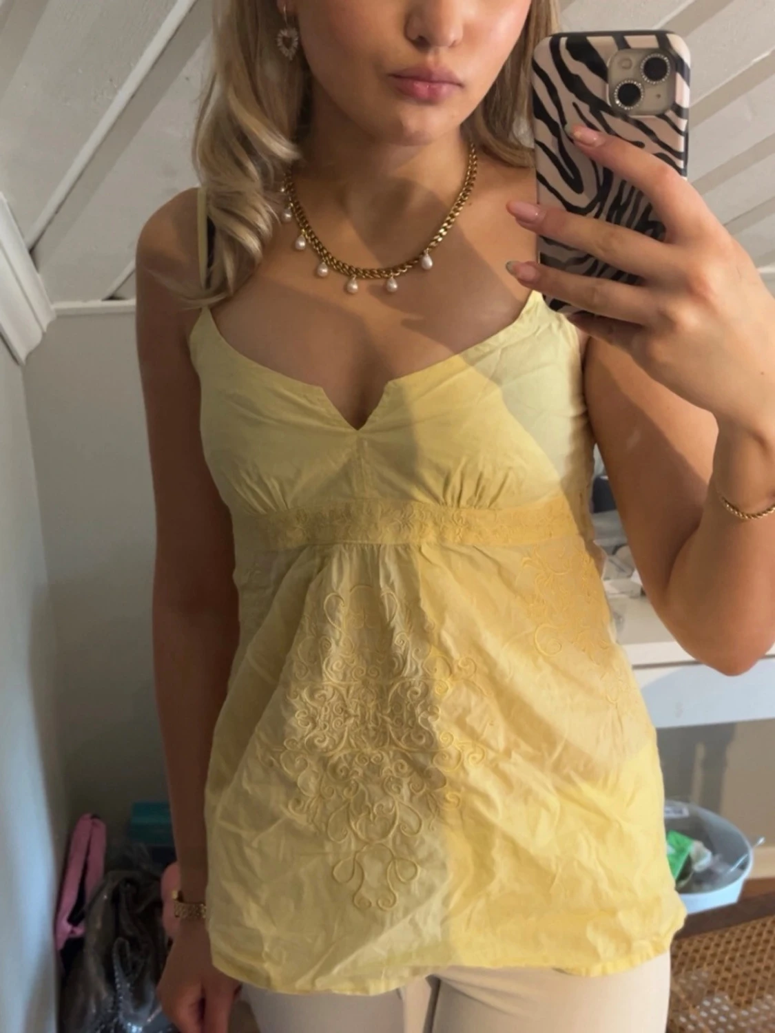 Vintage gul peplum topp  - 1