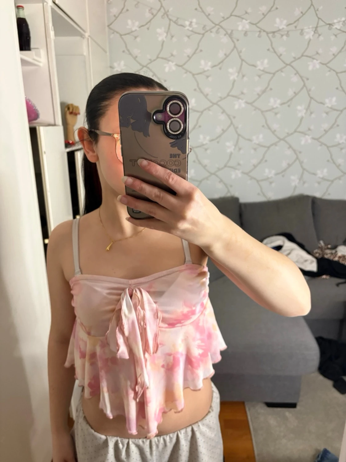 Pastellfärgad strapless topp med knyt - 2