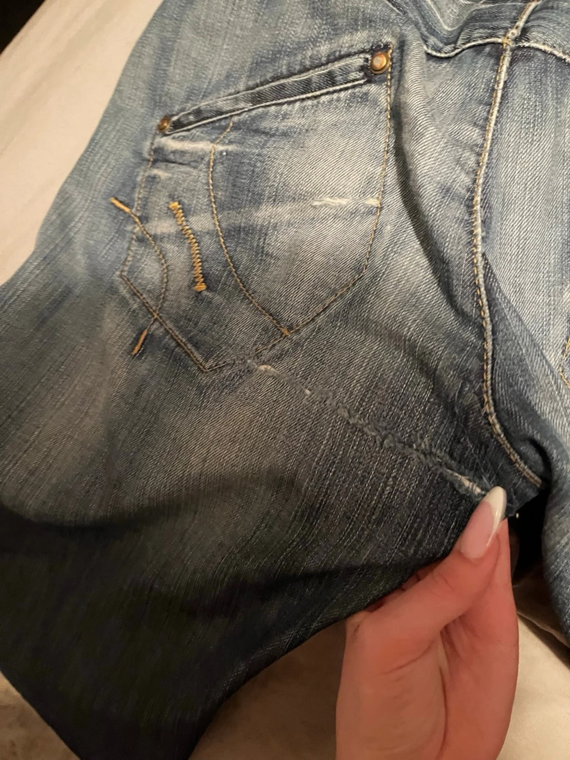 Mörkblå bootcut jeans med låg midja - 3