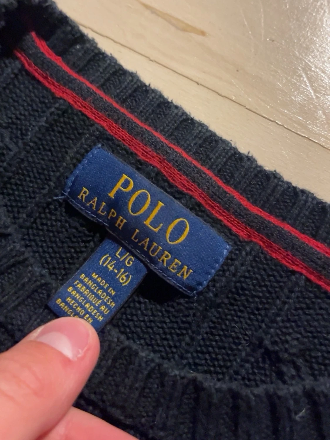 Mörkblå kabelstickad tröja Polo Ralph Lauren - 1