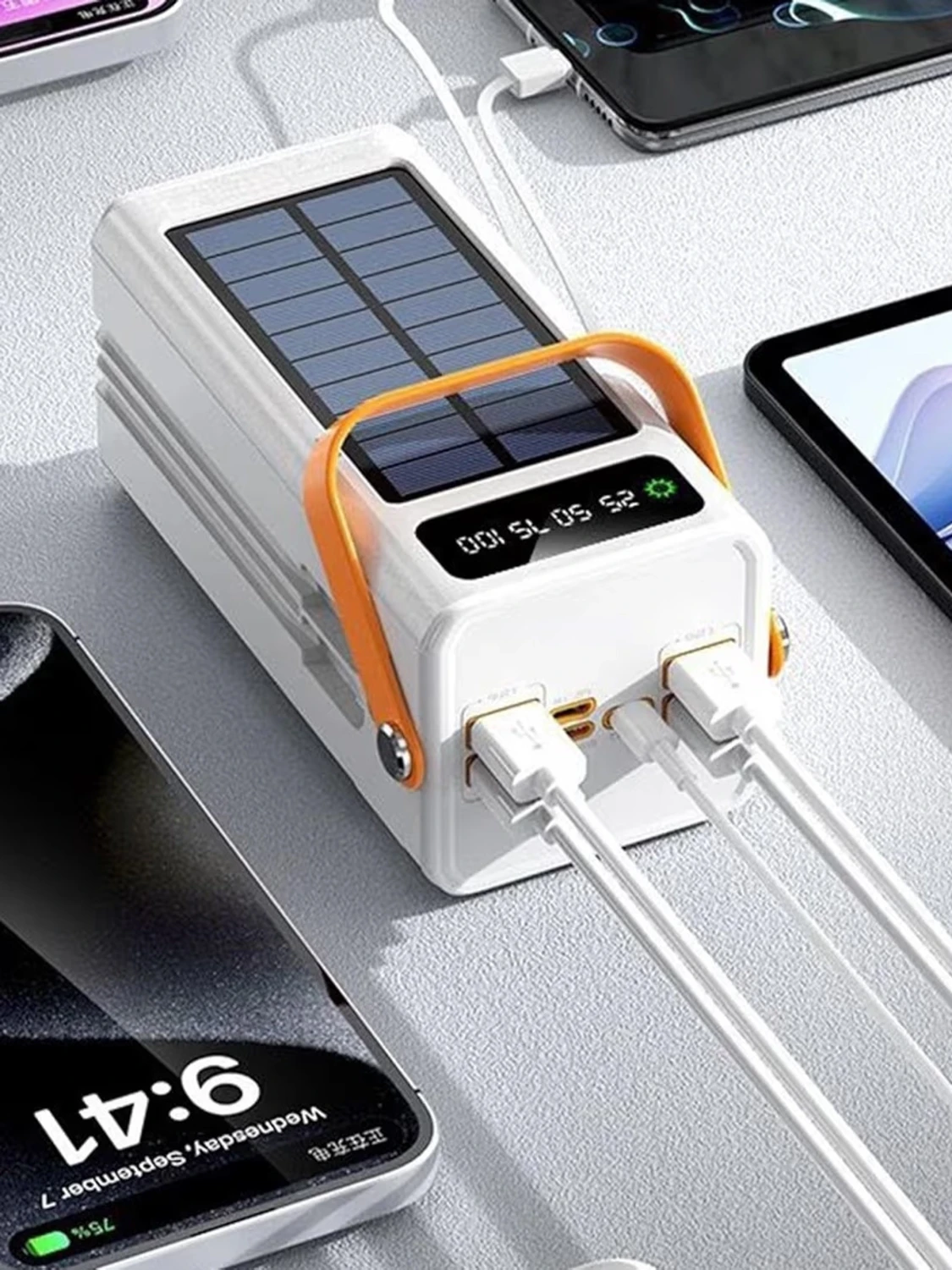 Vit powerbank med solpanel 120W - 1
