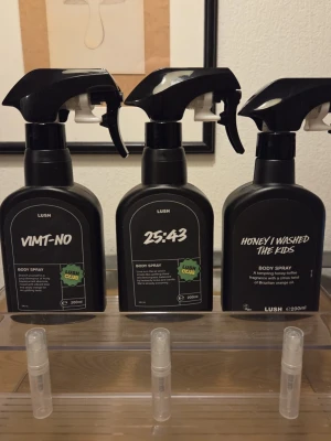 Parfym testers 2ml perfume split bundle scent body spray body mist  - Perfume testers set  1x 2ml Lush Vimt-No  1x 2ml Lush 25:43   1x 2ml Lush Honey I washed the kids   Please check out my other listings for more testers  If you only want to buy a tester separately just let me know